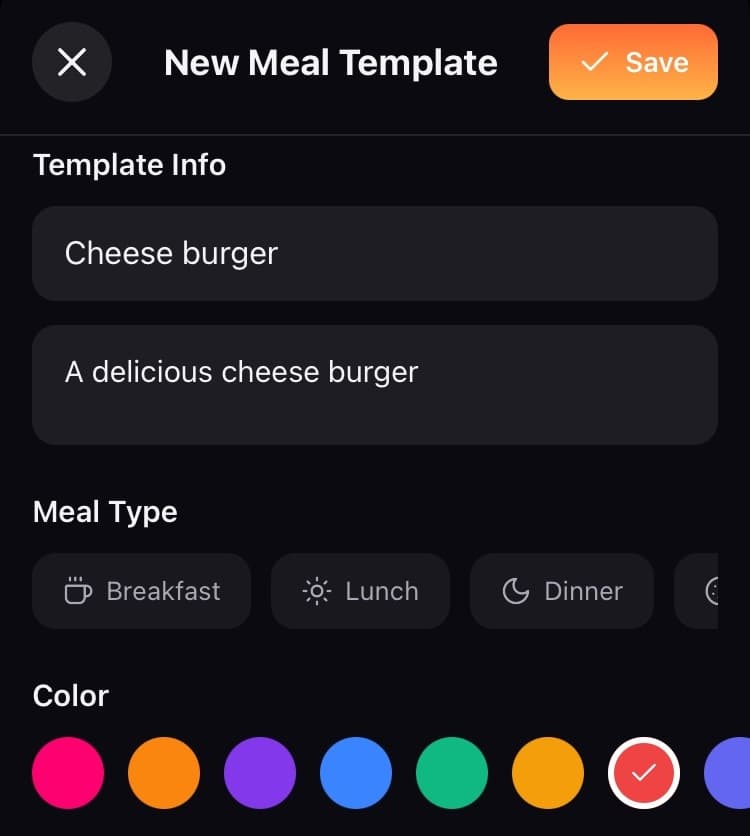 Meal Templates